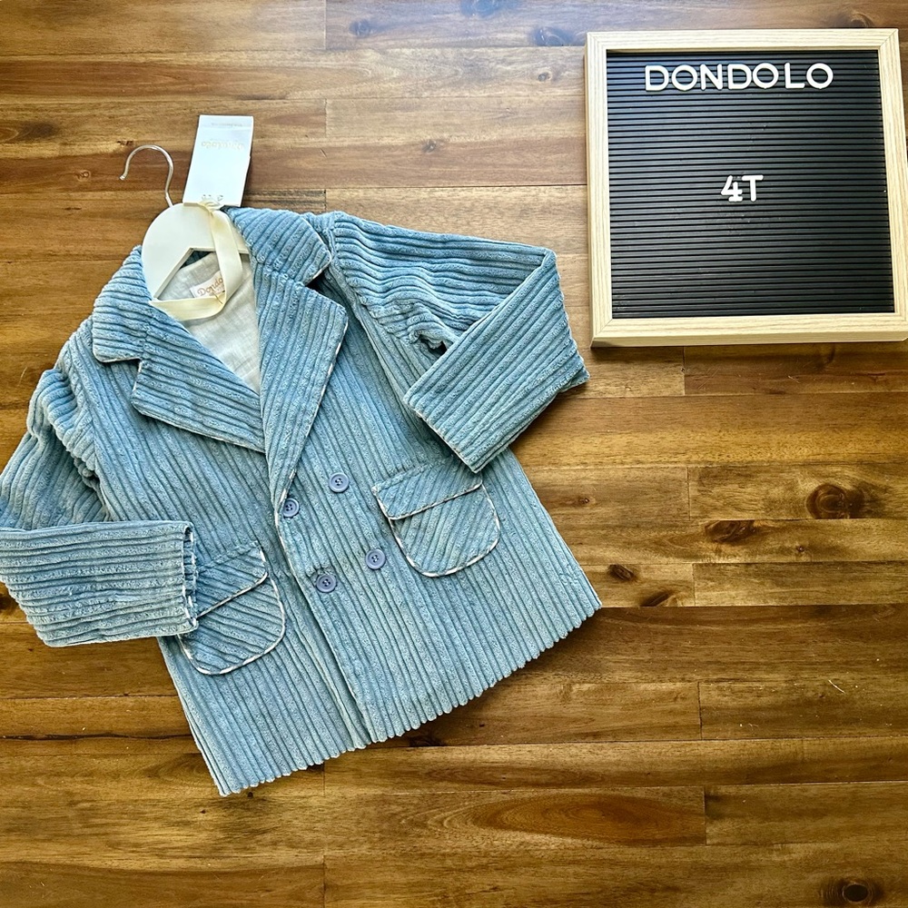 NWT Dondolo Blue Corduroy Adam Jacket Preppy Classic Cotton Boy Toddler 4T